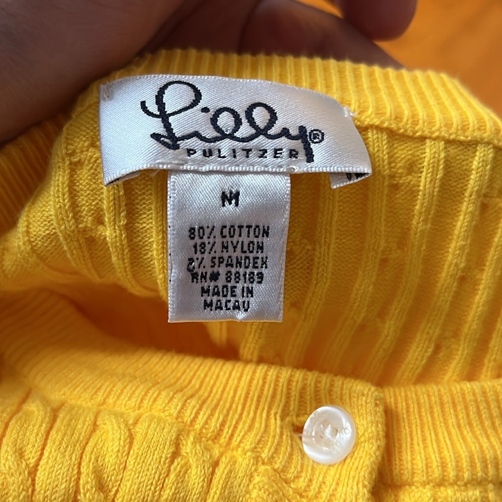 Lilly Pulitzer vintage white label cardigan size M yellow - Picture 6 of 6